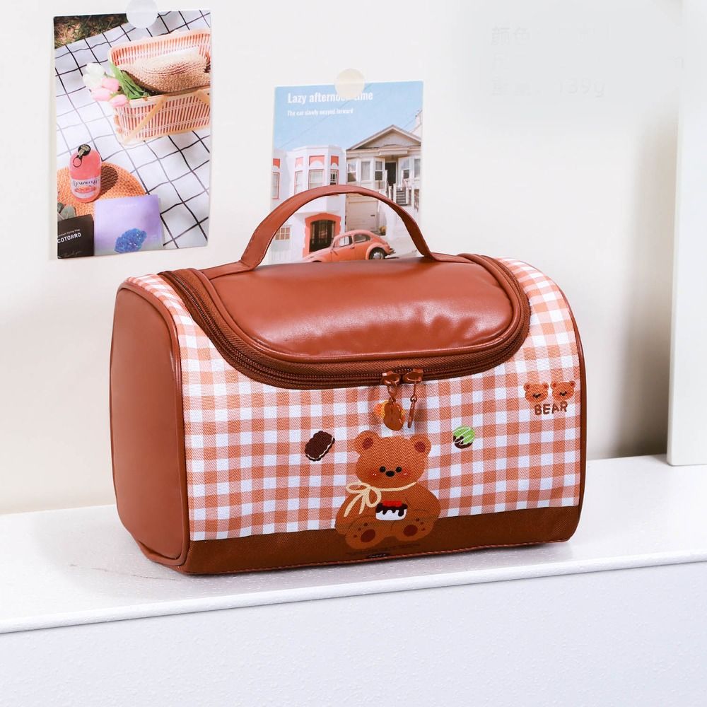 Large Capacity Kitten Makeup Bag Korean Style Toiletry Bag Portable Handheld Cosmetic  Bag  Woman