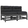 VidaXL Canapés centraux avec coussins 2 pcs gris bois de pin massif, canapé de jardin, siège de jardin, siège d'extérieur, 825578