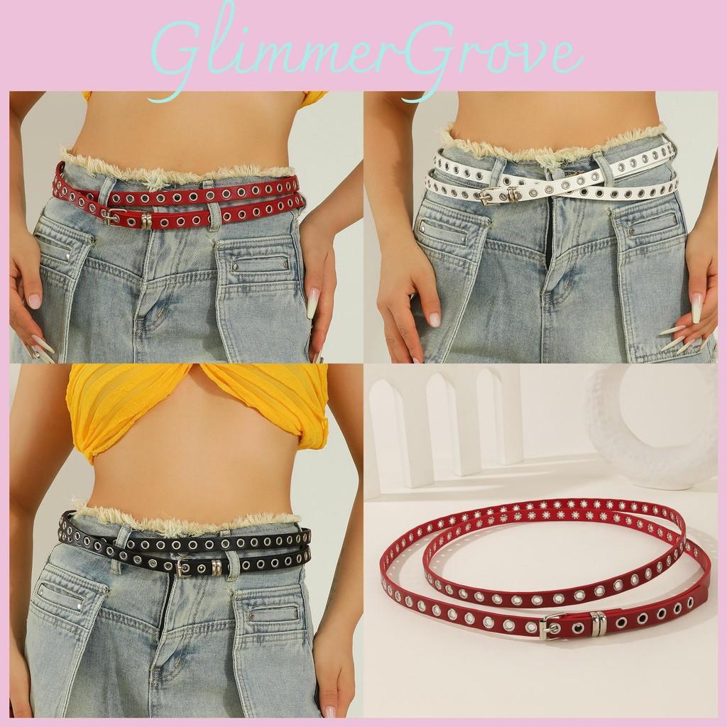 Color Solid Fashionable Porous Design Women Slim Waist Belt For Wear Daily
