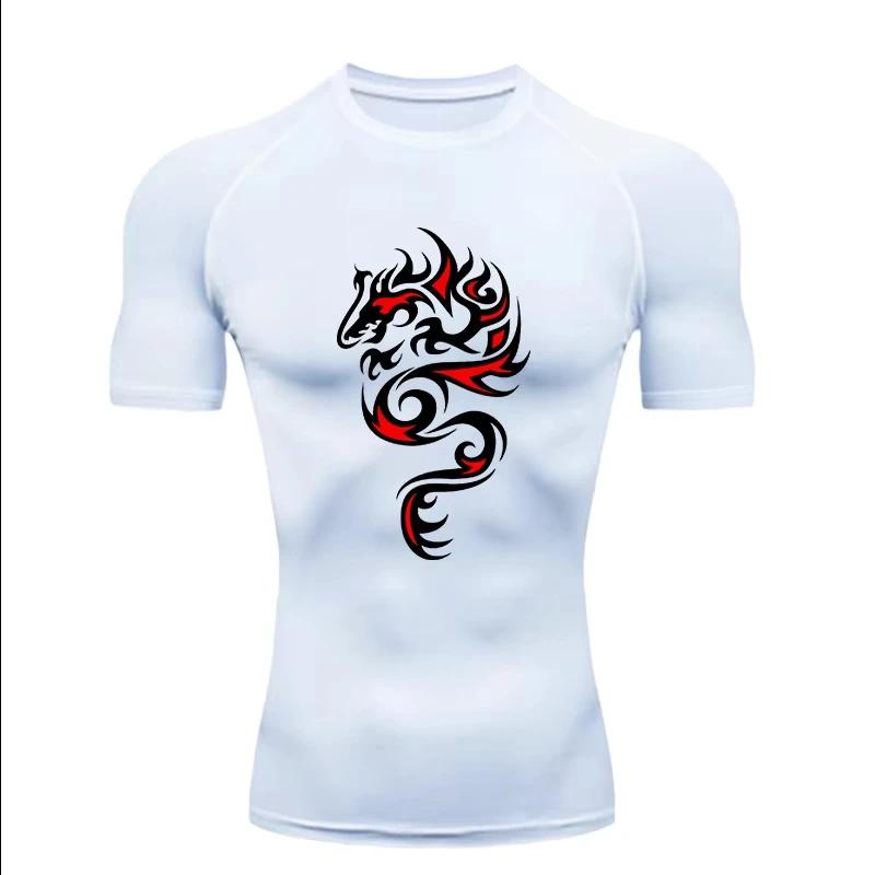 

Flame Dragon Symbol Men s Sports T-shirt for Fitness Training Fitness Gym Jogging Running Workout T-Shirt Compression Short S