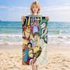 Monster Island Stylish Digital Printing Beach Towel Quick‑Drying Absorbent Blanket for Beach Pool Gym Travel C397