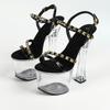 Women's Sexy New Rhinestone Heel Summer Open-toed Sandals 17cm Crystal Heels Rivet  LFD-10367-66