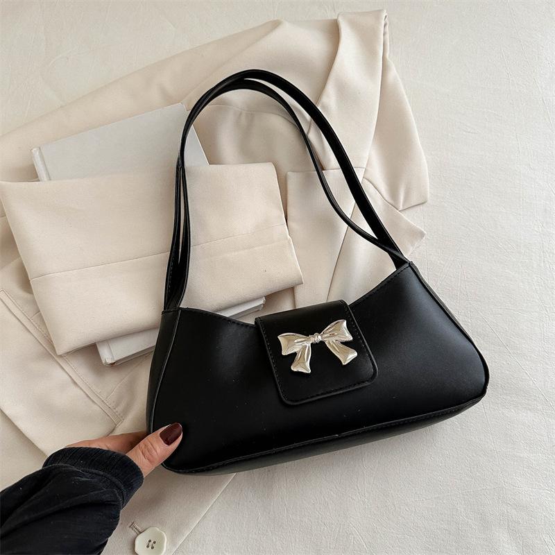 

Простая и модная сумка через плечо с бантом и нежной текстурой для женщин на весну и лето, новая сумка через подмышку, сумка-полумесяц