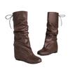 New British Rear Lace-up High Fashion Boots Wedge Casual Boots Cigarette Boots