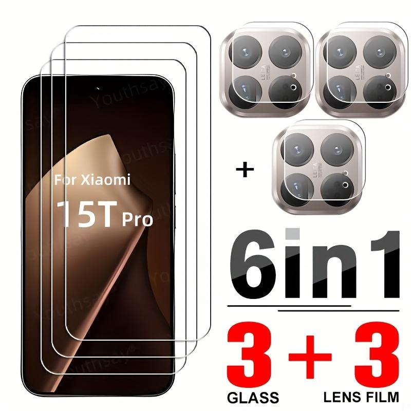 Balení 3+3 pro Xiaomi 15T Sklo Plné Lepidlo Průhledná Ochranná Fólie na Displej pro Xiaomi 15T Pro Tvrzené Sklo + Měkká Fólie na Objektiv Celkem 6 KS 6v1