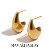 MamacitaSlay 316L Stainless Steel Hollow Stud Earrings 18K Gold Plated Waterproof Jewelry For Women Trendy Minimalist Earrings