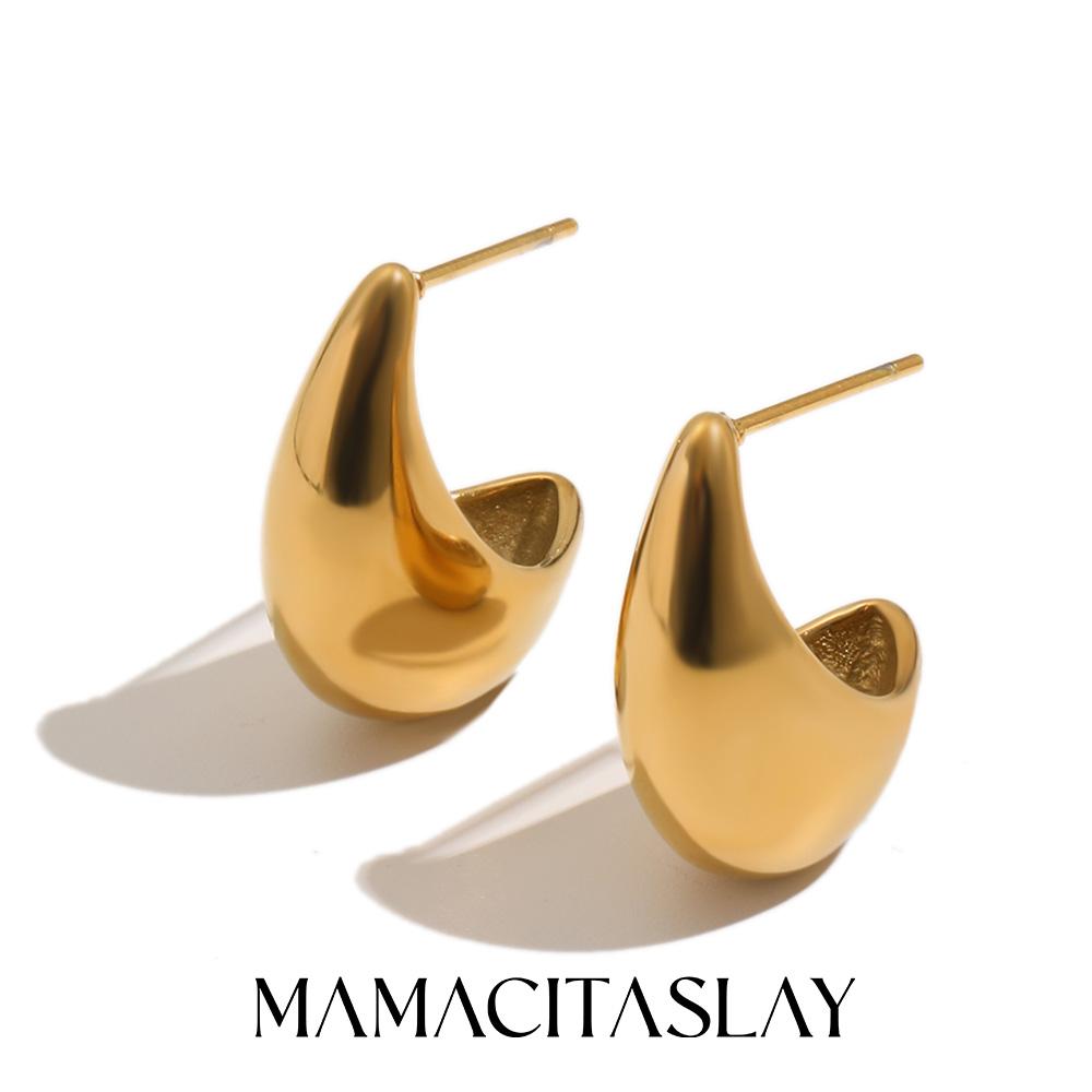 MamacitaSlay 316L Stainless Steel Hollow Stud Earrings 18K Gold Plated Waterproof Jewelry For Women Trendy Minimalist Earrings