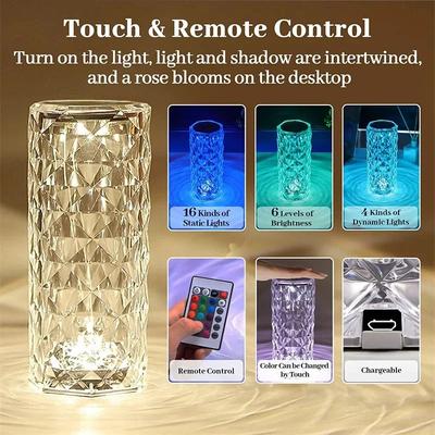 16 barev Noční světlo LED Dotyková Projekční Stolní Lampa Růže Dálkové Stmívatelné USB Romantické Atmosférické Světlo Pro Dekor Domova