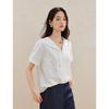 INMAN Women's Linen-Cotton Lace Splice Shirt