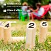 Gioco Molkky, Gioco di Lancio di Birilli in Legno con 12 Birilli, 1 Bastone da Lancio e Scatola da Trasporto, Giochi da Esterno per Adulti, Giardino, Picnic, Spiaggia, Festa
