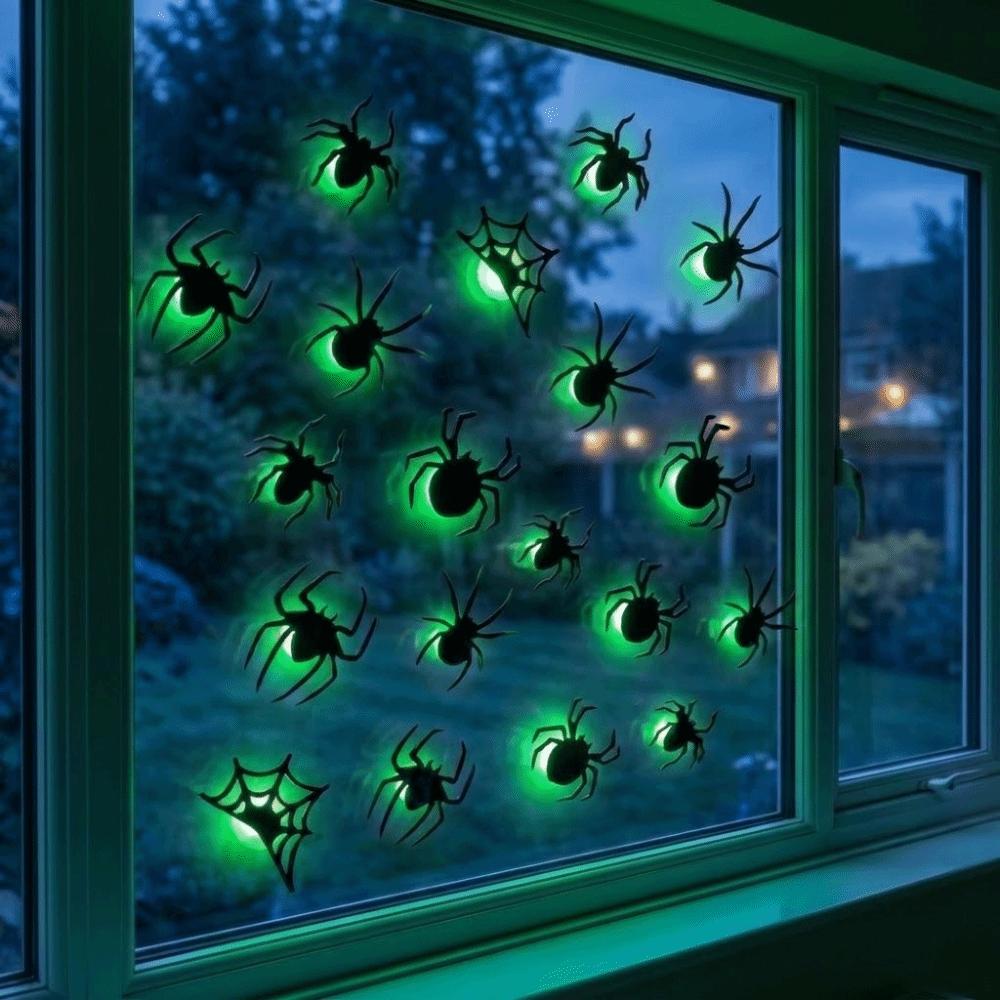 3D Bat LED Glow Wall Stickers Purple Green Lights Waterproof Halloween Spider Atmosphere Lamp Glow In The Dark Lighted Stickers