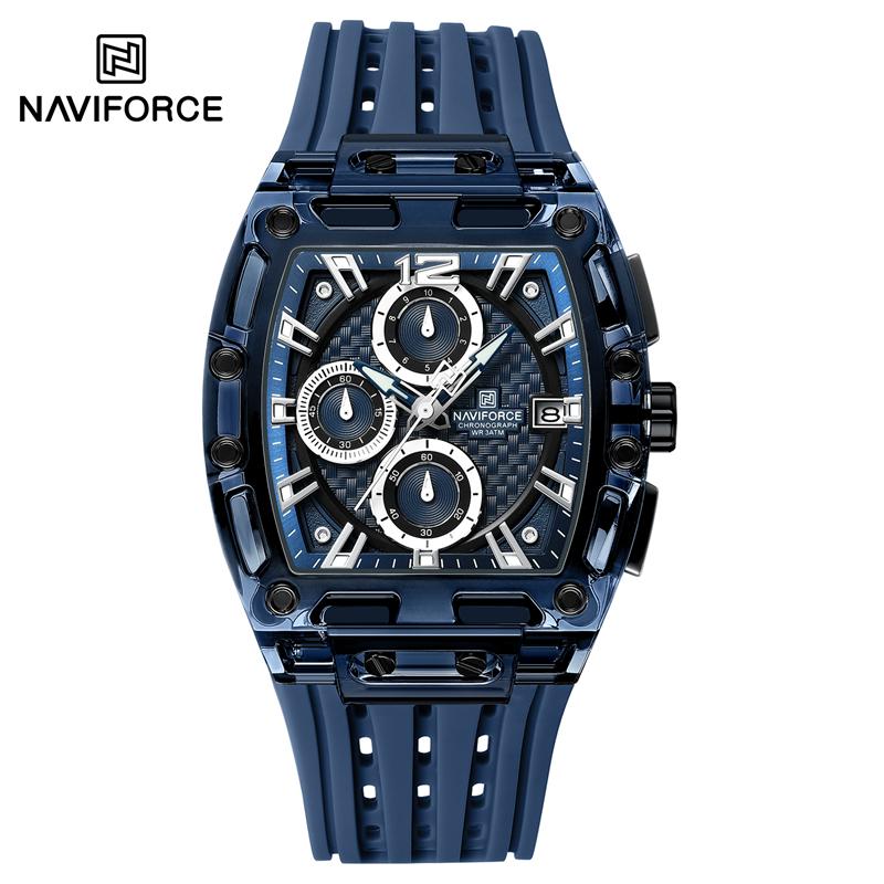 Naviforce 7105 Casual New Chronograph Mul-tifunction Watches Sports Silicone Man Transparent Case Wristwatch Relogio Masculino