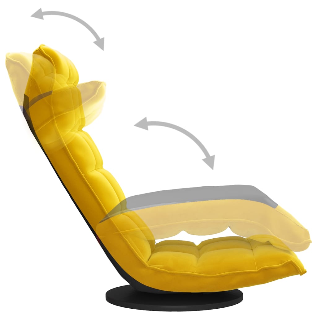 Floor Chair Swivel Yellow Velvet