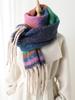 Damen Winter Gestrickter Schal Kopftuch Dame Herren Freizeit Gestreift Regenbogen Muster Quaste Warm Weich Schal Mujer Foulard Wickeltuch Schal Neu