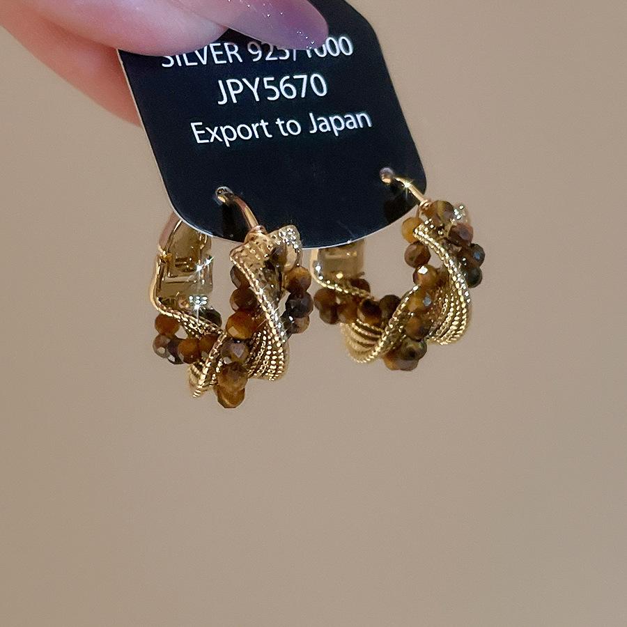 Geometrické ušní manžety Maillard Tiger's Eye: Retro Niche High-End Náušnice