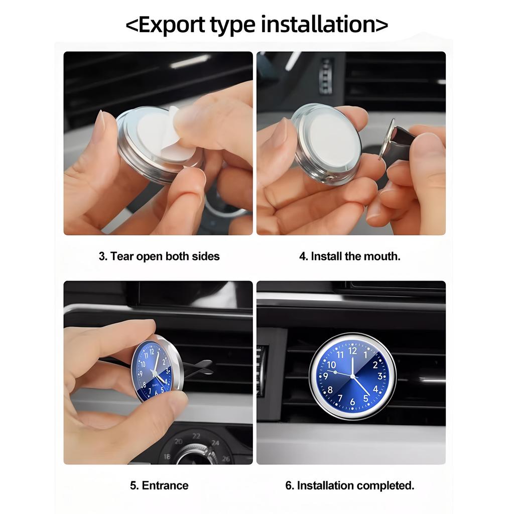 1 x leuchtende Autouhr, 40 mm, Digitaluhr für Autos, wasserdicht, elektronische Quarzuhr, Fahrrad- und Motorraduhr, Auto-Armaturenbrett, Lüftungsschlitze, zum Aufkleben