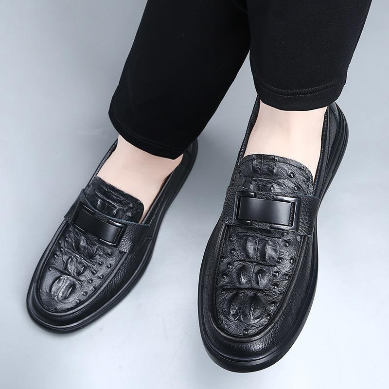 Leather Doudou shoes men's spring and autumn new cowhide soft-soled casual leather shoes one foot lazy shoes men