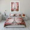 Eiffel Tower with Cherry Blossoms Bedding Duvet Cover Set Duvet Cover Pillowcases  (1*Duvet Cover 2*Pillowcases, without duvet insert)