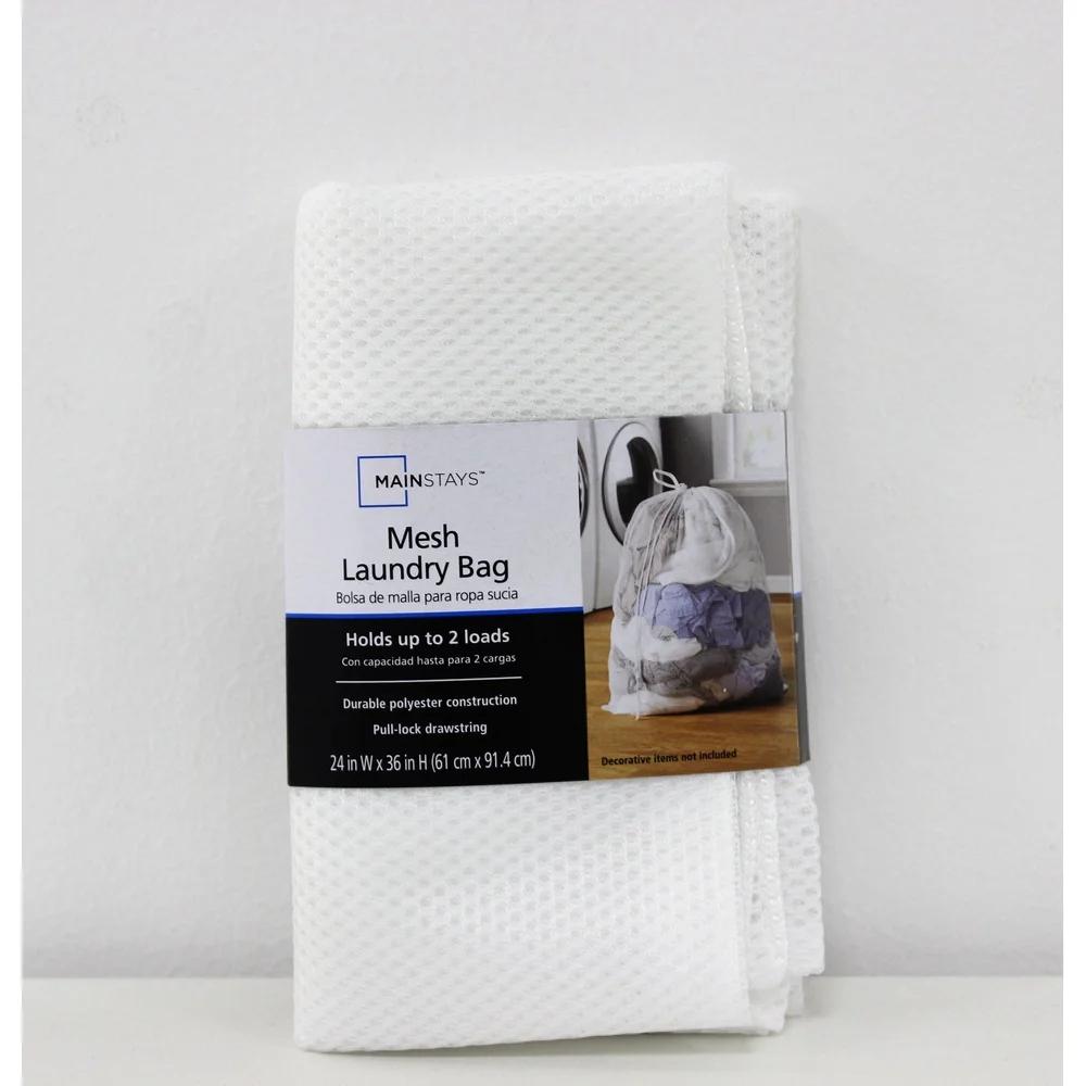 8 Pack White Polyester Mesh Laundry Bags with Drawstring Closure Durable Washable Laundry Tote Sorting Transporting Storage