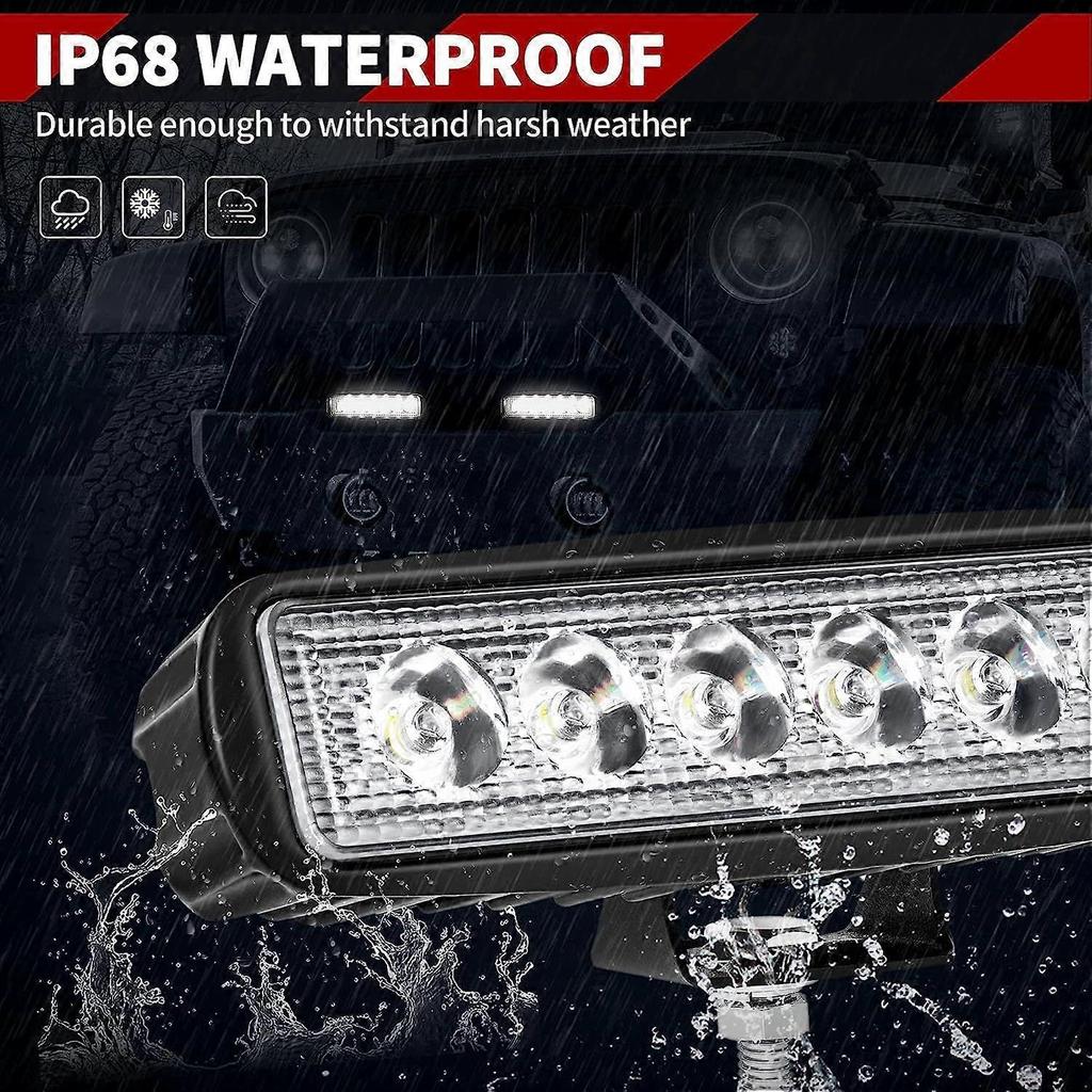 LED Light Bar 4PCS 18W 6 Inch Flood LED Work Light Pods Single Row Off Road Led Light Driving Light Fog Light Boat Light Waterproof SUV ATV 4WD Car Tr