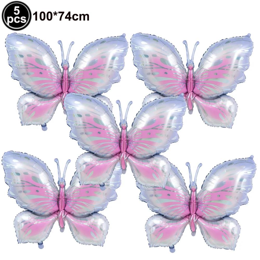 5pcs Colorful Butterfly Foil Balloons Butterfly Balloons Butterfly Themed Balloon Party Birthday Wedding Baby Shower Decors 5