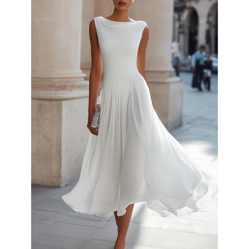 Elegant Vacation Party Cowl Neck Dress for Cross-border Export