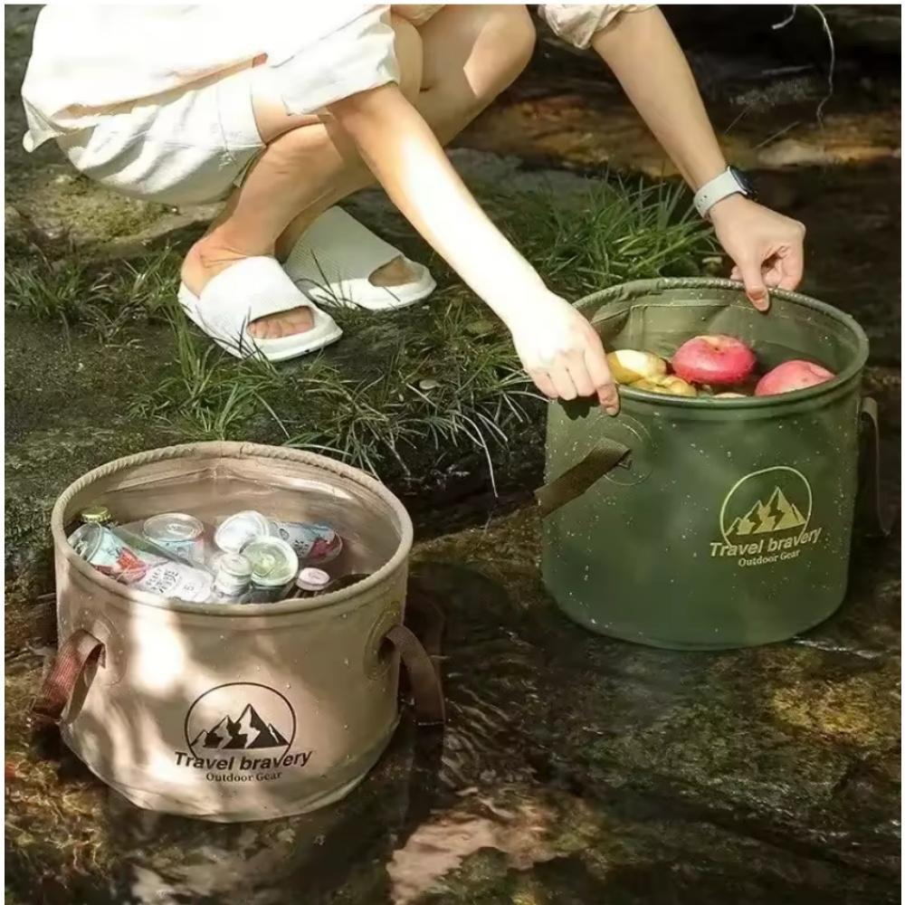 1pc Handheld Bucket Outdoor Foldable Waterproof Sink Bucket Portable Travel Camping Fishing Storage Bucket