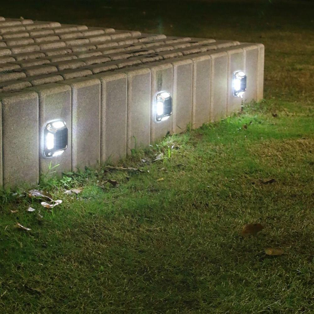 4 PCS Waterproof Garden Light 8 LED Deck Light Warning Light Solar Ground Lights Walkway