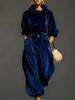 New Velvet Hooded Long Sleeve Wide Leg Pants Casual Set for Women