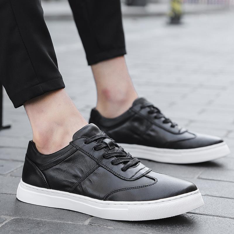 Men'S Casual Shoes High Quality Black Sneakers Man Lace-Up Vintage Genuine Leather Male Loafers Leisure Luxury Shoes Designers