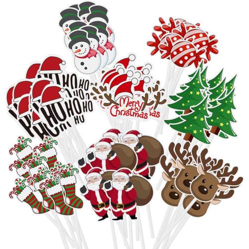 DUOLEIMI Christmas Cake Toppers, Cake Picks, 40 Pieces, Cupcake Toppers, Cute Deer, Christmas Tree, Cake Decorations, Christmas Ornaments, Christmas P