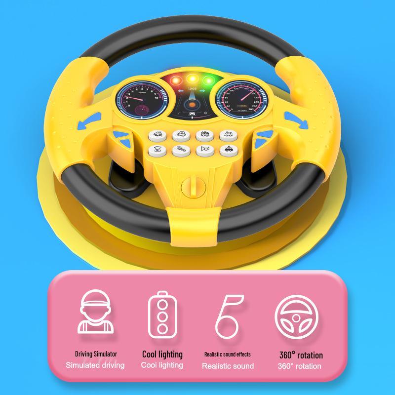 Children's Interactive Suction Cup Steering Wheel with Music for Early Education.