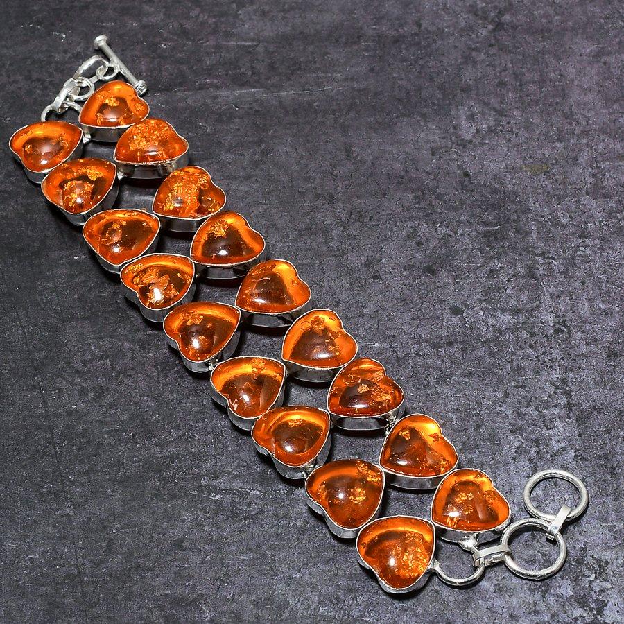 Baltic Amber Gemstone Handmade 925 Sterling Silver Bracelet 7-8" z1C18