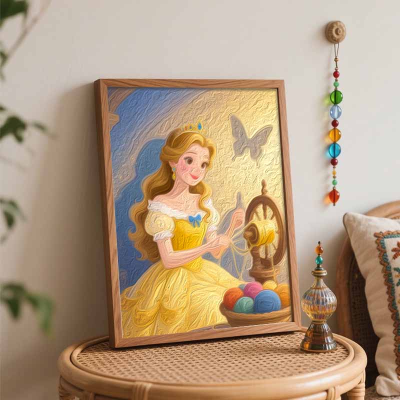 Disney Princess Spinning Wheel Digital Oil Painting Art Kit Handmade Diy Home Decorations