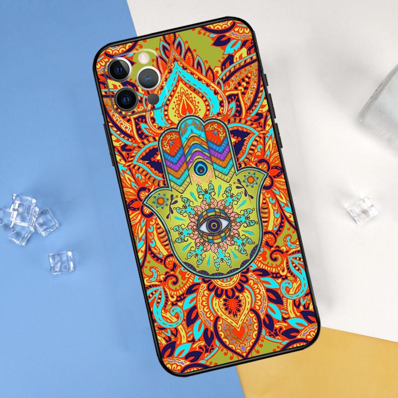 Hamsa Hand of Fatima Case For iPhone 16 15 13 12 11 14 Pro Max Mini Cover For iPhone 16 15 XR X XS Max Plus Phone Case