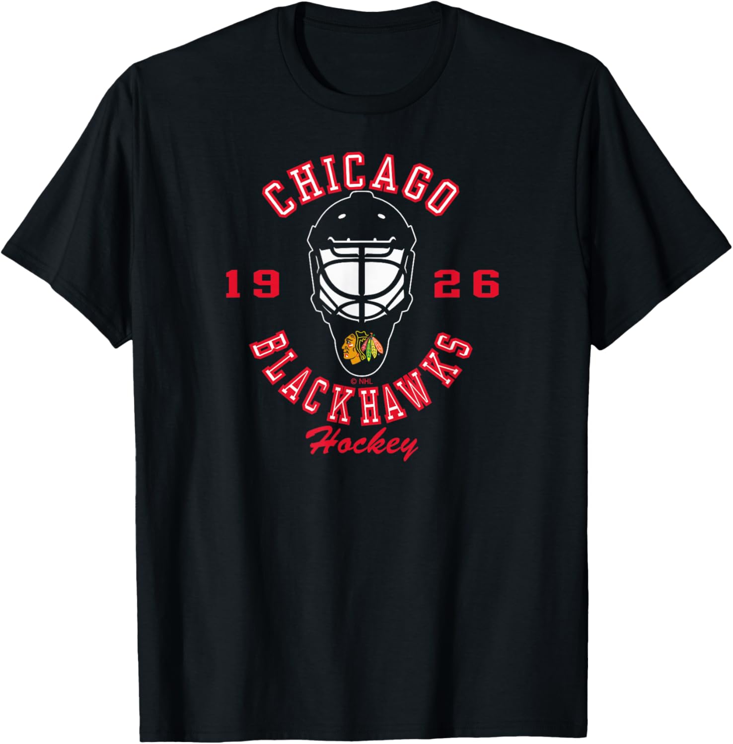 Chicago Blackhawks Hockey Mask Black Officially Licensed T-Shirt S