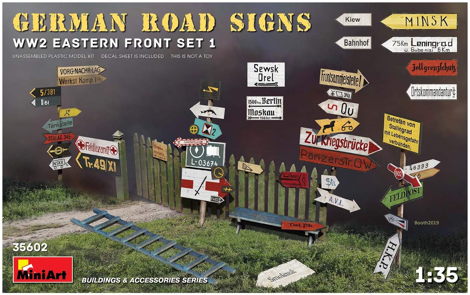 

Miniart WWII German Road Signs Eastern Front Set 1 Plastic Model MA35602 1/35