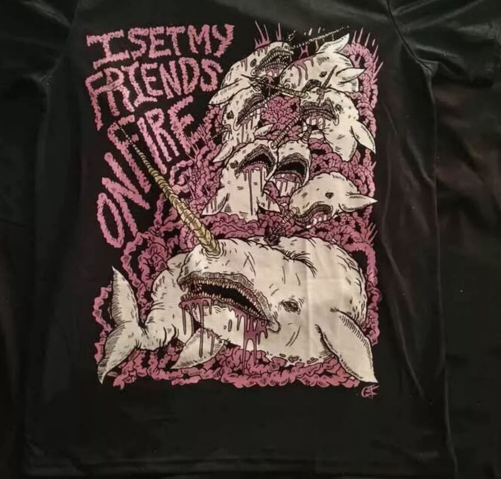 

I Set My Friends On Fire Narwhals T-shirt Unisex Short Sleeve Shirt 3XL