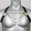 Man Harness with Chain Bondage PU Fetish Leather Men Lingerie Body Harness Men Male Gay Harness Chest Bondage Top