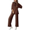 Women's 2 Piece Outfit Oversized Half Sleeve Top Wide Leg Pants Set Casual Loungewear