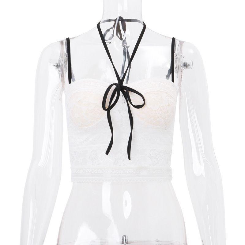 INS Fashion Style New Sexy Tube Top Shoelace Tops Lace Lace Inner Wear Short Halter Spaghetti Straps Vest for Women