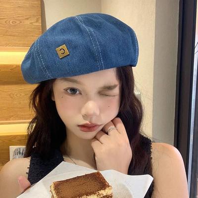Fashion Denim Women Beret Hat Retro Adjustable Painter Hats Korean British Jeans Berets Girls