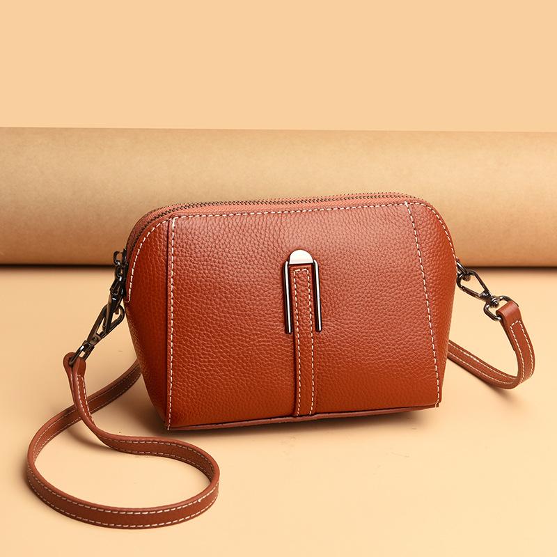 Leather Women's Bag First Layer Cowhide Mother Bag New Trendy Fashion Shoulder Messenger Bag Shell Bag Small Bag