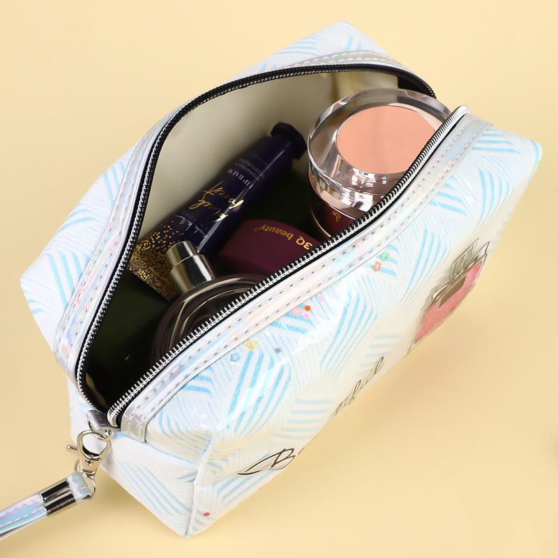 Printed Quicksand Glitter Makeup Bag Large Capacity Portable Travel Storage Bag Octagon Tote Toiletry Bag
