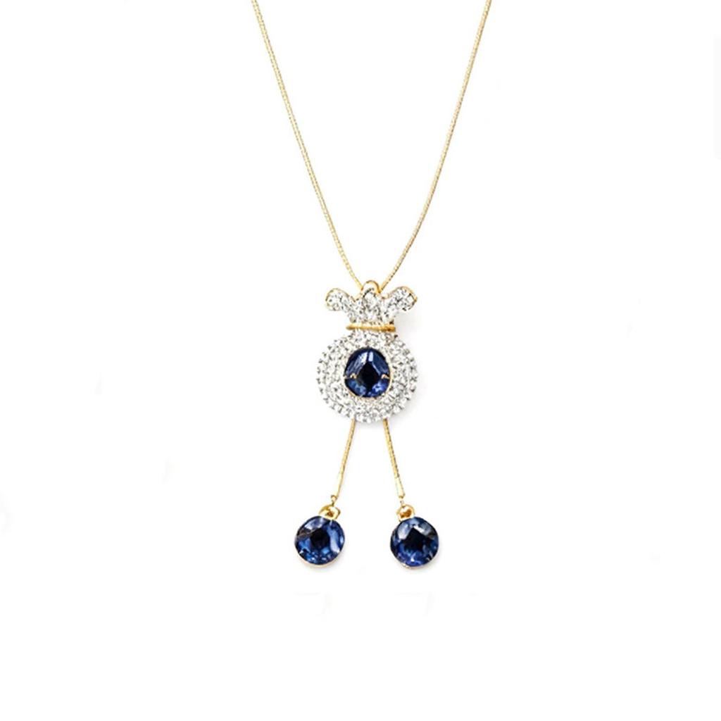 Blue Diamond Lucky Necklace: Adjustable, Luxe Sweater Chain for Women - Trendy & Versatile for Autumn/Winter