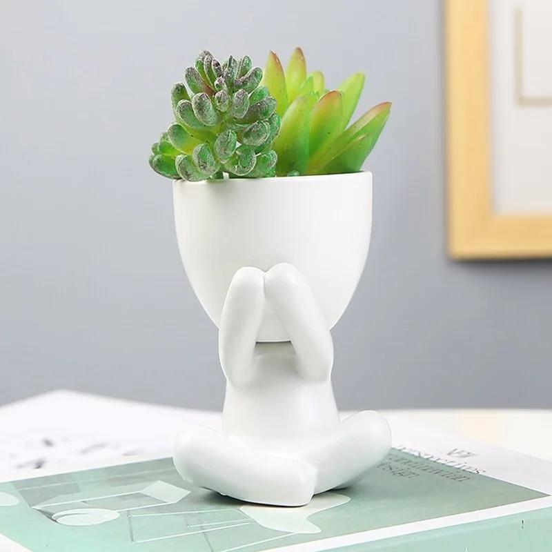 

Мини Декоративные Горшки для Растений в Форме Человека Керамические Кашпо для Суккулентов Милые Горшки для Кактусов и Цветов с Дренажем для Стола Дома as shows