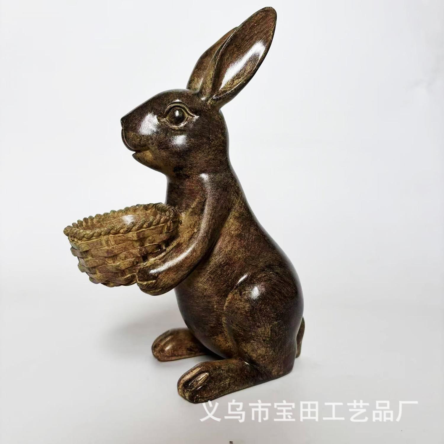 

New resin outdoor courtyard garden antique rabbit flower pot statue ornament animal art decorative ornament