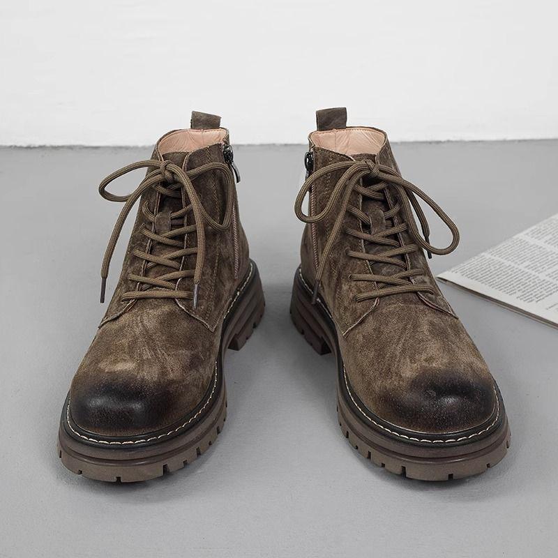 2024 Herren Low-Top und Mid-Top Martin Stiefel: Plateausneaker, Höhenverstärkend, Wüstengelb