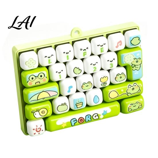 26-Key Keyboard Decor Fidget Toy Animal Theme Push Bubble Keyboard Tactile Pressing Toy Stress Relief Mini for Backpack Purse Charm
