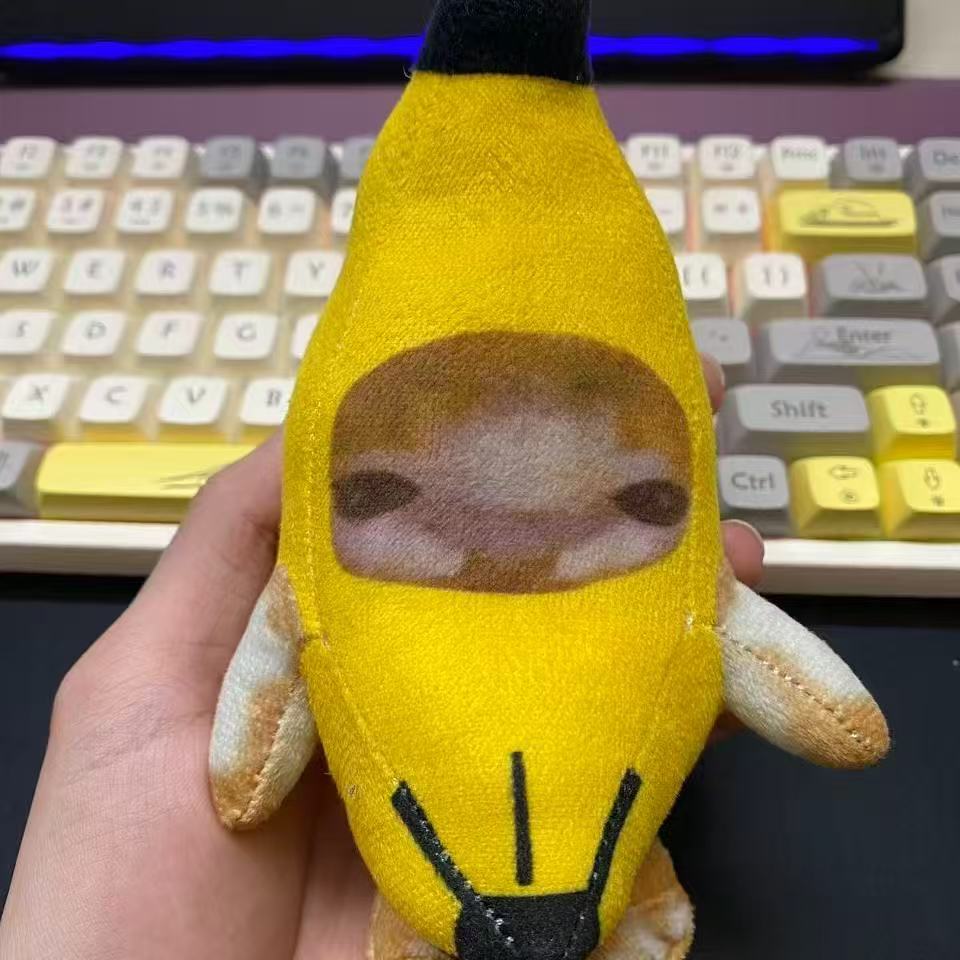 Banane Katze Puppe Anhänger Schlüsselanhänger Weinende Glückliche Banane Katze Plüschanhänger Mit Sound Spielzeug Auto Tasche Lustiger Anhänger Schlüsselanhänger Geschenke 17cm yellow